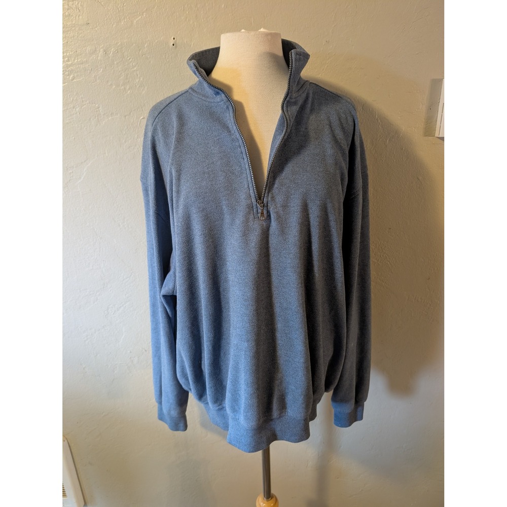 Authentic Page and‎ Tuttle Blue / Grey Preppy Quarter Zip mens sz XL